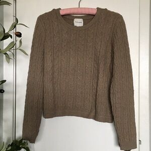 Pink Rose Classic Brown Cable Knit Sweater Set M 107